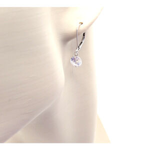 JCM Dangle Earrings Women Clear CZ 14K White Gold Leverback 0.50 Ct Each